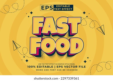 Editable text effect Fast Food 3d cartoon template style premium vector