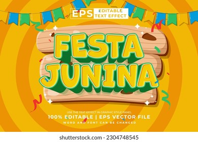 Editable text effect Festa Junina 3d Cartoon template style premium vector