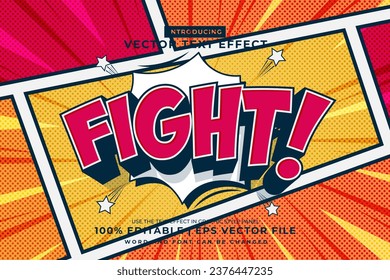 Editable text effect Fight comic 3d cartoon template comic style premium vector