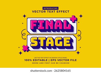 Efeito de texto editável Fase final 3d desenho animado modelo vetor premium