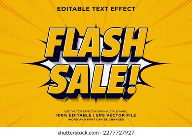 Editable text effect Flash Sale 3d cartoon template style premium vector