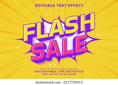 Efecto de texto editable venta flash 3d estilo de plantilla de caricatura vector premium