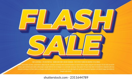 Editable text effect flash sale with 3d style