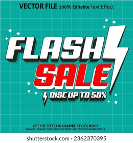 Editable text effect Flash sale 3d template style premium vector