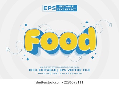 Editable text effect - Food 3d Cartoon Cute template style premium vector