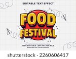 Editable text effect Food Festival 3d Traditional Cartoon template style premium vector