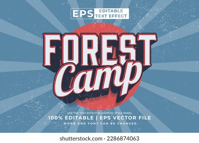 Editable text effect - Forest Camp Vintage template style premium vector