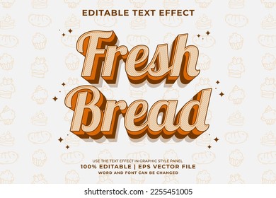 Bearbeitbarer Texteffekt - frisches Brot 3d Herkömmlicher Cartoon-Vorlagenstil, Premium-Vektorgrafik