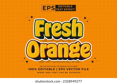 Editable text effect Fresh Orange 3d Cartoon template style premium vector