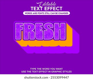 Editable text effect fresh style