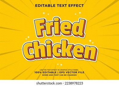 Editable text effect - Fried Chicken Cartoon template style premium vector