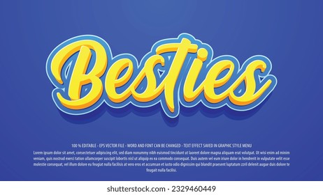 Editable text effect friends 3d style premium vector