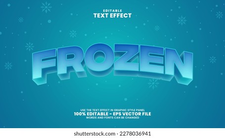 Editable Text Effect - Frozen 3D Style concept template premium vector