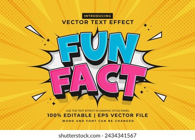 Editable text effect Fun Fact 3d Cartoon template style premium vector