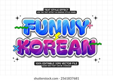 Editable text effect Funny Korean 3d Cartoon Template Style