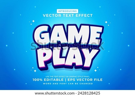 Editable text effect Game Play 3d cartoon template style premium vector