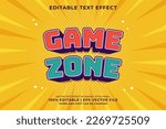 Editable text effect - Game Zone 3d cartoon template style premium vector