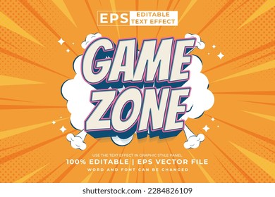 Editable text effect game zone 3d Cartoon Comic style premium vector