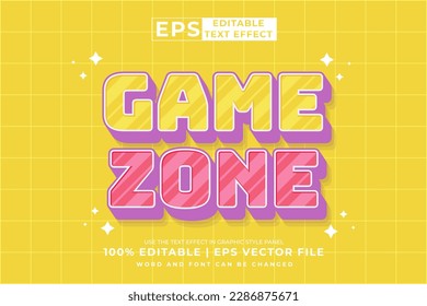 Editable text effect - Game Zone 3d Cartoon template style premium vector
