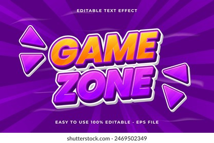 Editable text effect game zone 3d Cartoon template style premium vector