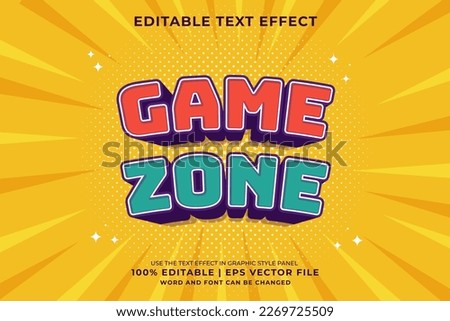 Editable text effect - Game Zone 3d cartoon template style premium vector Imagine de stoc © 