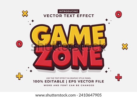 Editable text effect Game Zone 3d cartoon template style premium vector