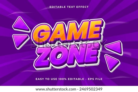 Editable text effect game zone 3d Cartoon template style premium vector