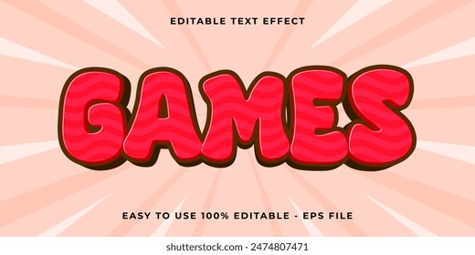 Editable text effect games 3d Trendy Cartoon template style premium vector