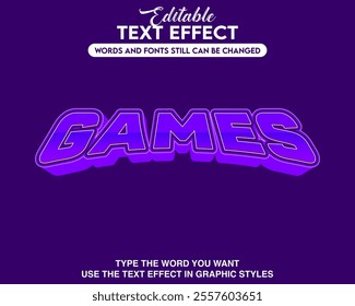Editable text effect games theme