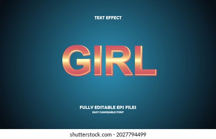 Estilo de título de la niña de efecto de texto editable