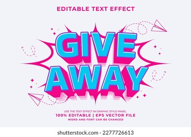 Editable text effect Give Away 3d cartoon template style premium vector