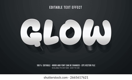 Editable text effect glow 3d style premium vector