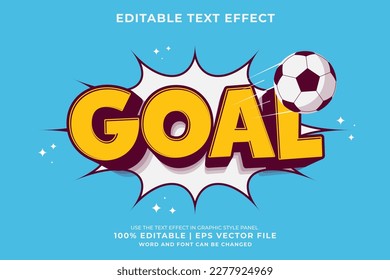 Editable text effect goal 3d Cartoon Comic style premium vector