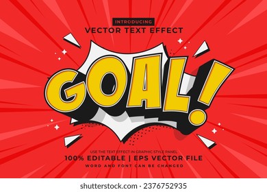 Editable text effect Goal 3d Cartoon Comic style premium vector