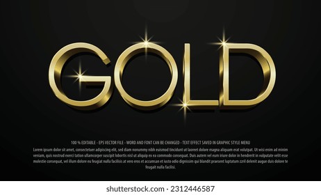 Editable text effect gold style