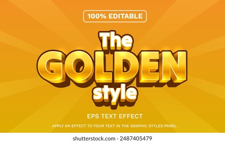 Editable text effect. the golden style, game font. Vector illustration