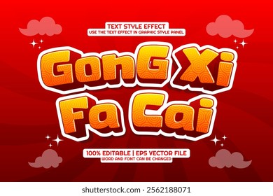 Editable text effect Gong Xi Fa Cai Chinese cartoon style