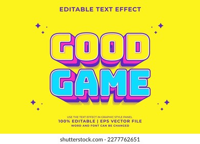 Editable text effect good game 3d 90s cartoon style premium vector