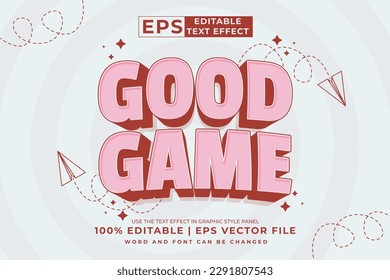 Editable text effect - good game 3d cartoon template style premium vector