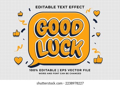 Editable text effect - Good Luck Cartoon template style premium vector