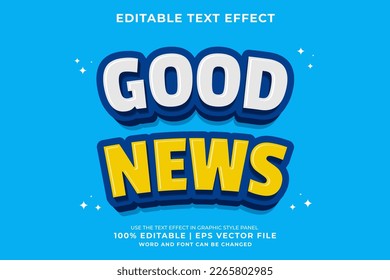 	Editable text effect Good News 3d Cartoon template style premium vector