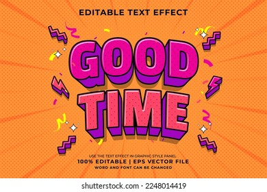 Editable text effect - Good Time Cartoon template style premium vector