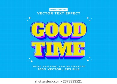 Editable text effect Good Time 3d cartoon style premium vector