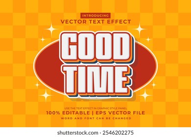 Editable text effect Good Time 3d Cartoon template style premium vector