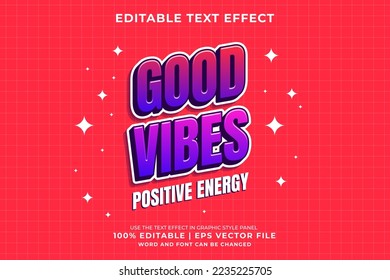 Editable text effect - Good Vibes Cartoon template style premium vector