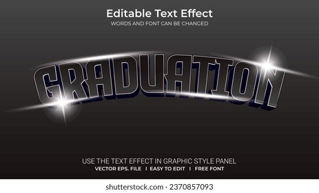 Editable text effect Graduation ceremony 3d style premium vector