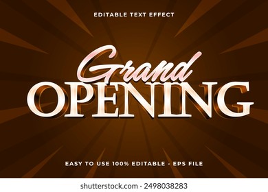 Editable text effect grand opening 3d glossy template style trendy vector