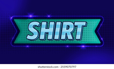 Editable text effect with green ribbon for thrift store with striped motif and halftone background in retro disco theme. Ideal for clothing stores, t shirts, print, posters, websites, and social media