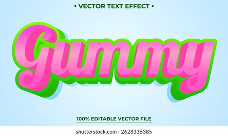 Editable text effect Gummy 3d Cartoon Realistic template style premium vector