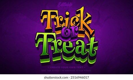 Efecto de texto editable halloween, Truco o tratar diseño de texto 